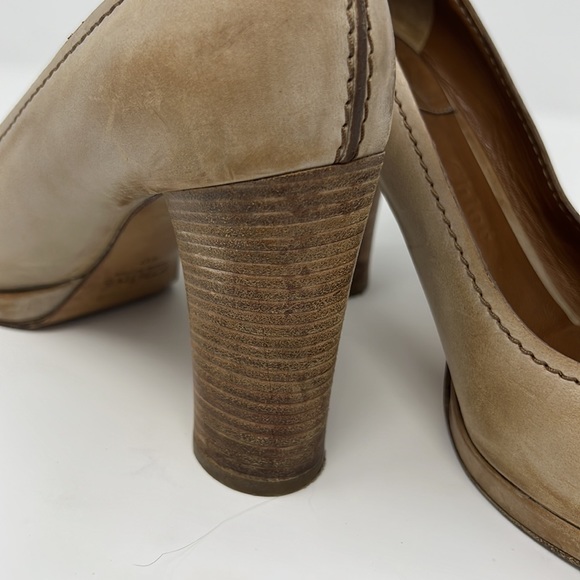 Chloe leather stacked wood heel shoes - Picture 3 of 6